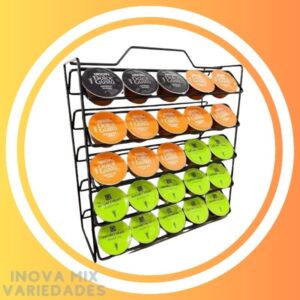Suporte Cápsula Café Dolce Gusto 40/50 unidades Epóxi Aramado Preto