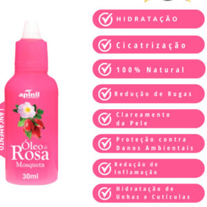 Óleo de Rosa Mosqueta 30ml (clareador de manchas/rugas/estrias/hidratante/previne estrias na gravidez)