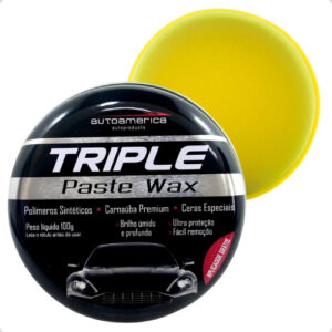 CERA DE CARNAUBA TRIPLE PASTE WAX 100G AUTOAMERICA COM APLICADOR GRÁTIS