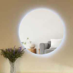 Espelho Redondo 50CmX 50Cm Lapidado com LED À PILHA ou COM FONTE 12V Ambiente Moderno Decoração Espelho para Banheiros