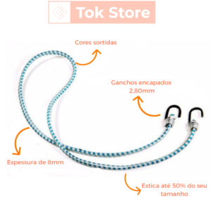 Elástico Estique Aranha para Bagageiro Grosso- Moto / Bike / Bicicleta – Ganchos de Ferro