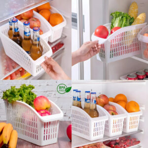 4x Pote Organizador De Geladeira Frutas Verduras Frescas Multiuso Grande