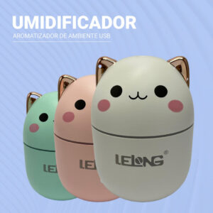 Umidificador De Ar Gatinho 200ML LED USB