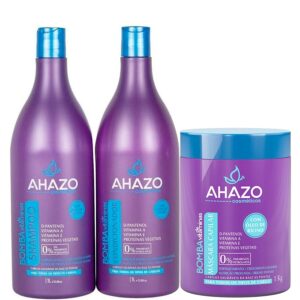 KIT CAPILAR BOMBA DE VITAMINAS SHAMPOO E CONDICIONADOR 1LITRO + MÁSCARA CREME DE HIDRATAÇÃO1KG AHAZO