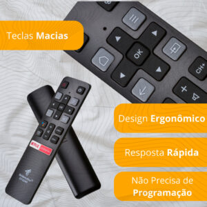 Kit 2 Controle Remoto Para Tcl Tv 4K Smart Netflix Globoplay Com Pilhas