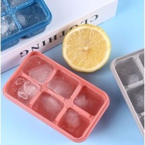 KIT 3 FORMA DE GELO RETANGULAR COM 6 DIVISÓRIAS PLÁSTICO BANDEJA DE SILICONE PARA CUBOS DE GELO COM TAMPA