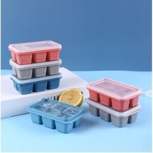 Kit 3 Forma de Gelo Retangular Com 6 Divisórias Plástico Bandeja De Silicone Para Cubos De Gelo Com Tampa