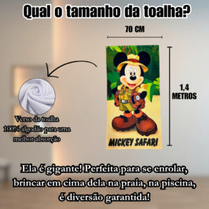 Toalha Infantil Banho Praia Algodão Mickey Safari