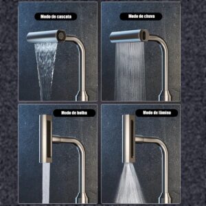 Torneira Banheiro de metal espesso quatro modos de saída de água rotação de 360 graus KBH15520 KBH15520L