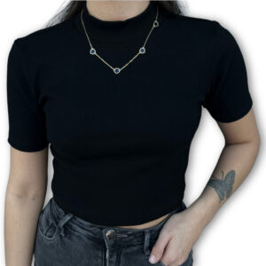 Kit 3 Blusa Feminina Gola Alta Canelado Ribana Manga Curta Tecido Confortável CORES SORTIDAS