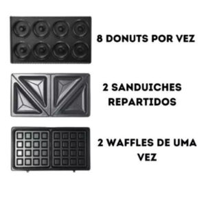Máquina Donuts Wafler Rosquinha Sanduicheira 3 Em 1/6 Em 1*110V