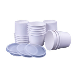 Pote de papel Com Tampa 240 ml 100 un. branco liso biodegradável Festa Escritório Eventos Restaurantes Bares Cafeterias