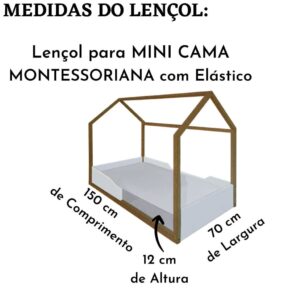 Lençol Para Cama Montessoriana Infantil 150x70cm 02 Peças Fronha Ponto Palito – Linha 2024