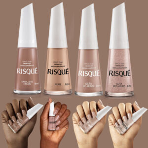 KIT Manicure NUDE 8 Unidades de Esmaltes Cores Nude RISQUE