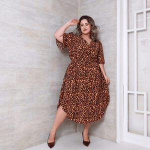 Vestido Feminino Transpassado Elastex Moda Plus Size Midi Evangélico
