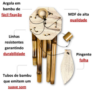 Sino Dos Ventos Mensageiro Bambu Decoração Casa 60 Cm