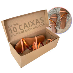 10 CAIXAS SAPATILHA RASTEIRINHA CHINELO 28X12X9,5CM COM SEDA