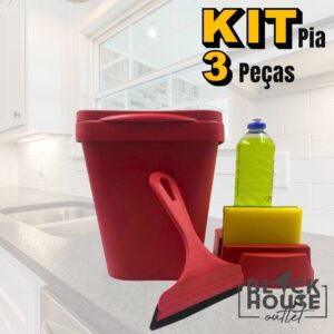 Kit Pia Porta Detergente/Rodo de Pia/Lixeira Cozinha Area Gourmet Banheiro Conjunto Pia