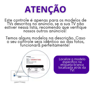 Controle TV Compatível Com Samsung Smart Hub com Pilhas