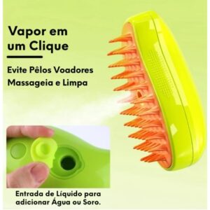 Escova a Vapor Pet Para Gatos e Cães Escova Massagem Removedor de Pelos Macio Elétrico Usb 3 em 1