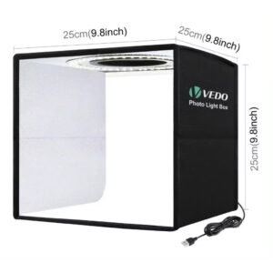 VEDO Studio Box Photo Ring LED Light Photography Studio Shooting Tent Box Caixa de luz de brilho ajustável com 25*25CM