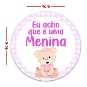 120 Adesivos Chá Revelação Eu Acho Que é Menina Eu Acho Que É Menino Bebê Azul Rosa Lilas e Verde