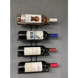 Adega de parede para 4 garrafas de vinho Para decoração organização Preta em metal.