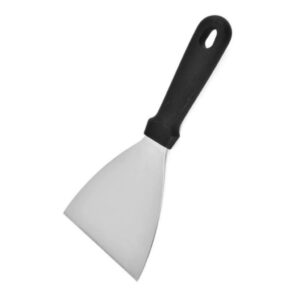 Kit Espátula Chapeiro Profissional de Inox 2 Peças Reta Curva Cozinha Burger Churrasco