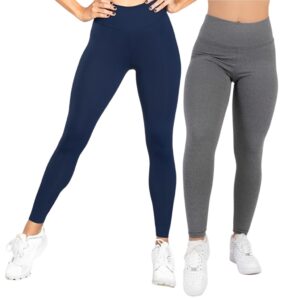 Kit 02 Calças Legging Suplex Feminina Lisa Academia Empina Bumbum Fitness