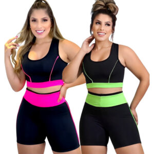 Conjunto de academia Top + Short ciclista Roupa fitness suplex premium