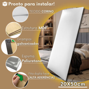 Cabeceira Cama Box Branca 140×50 Modulada Kit 7 Cabeceiras Estofada Modular Cama Box Casal Adesivo