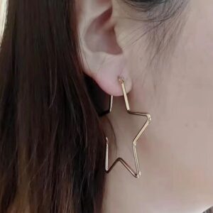 BRINCO ARGOLA ESTRELA PRATA ANTIALÉRGICO FEMININO DE AÇO INOXIDÁVEL ESTILO VINTAGE DE LUXO PRA PRAIA