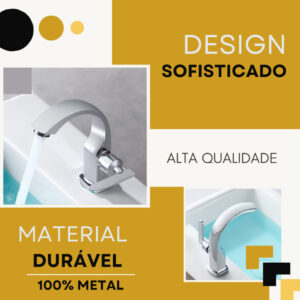 Torneira Banheiro 100% Metal Brilhante Para Cuba Pia Lavatório Sair Água Fria