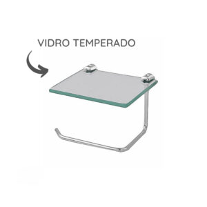 porta papel higiênico com vidro papeleira para banheiro.