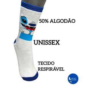 Meia Personagens Masculino Feminino Unissex Várias Estampas Cano Alto
