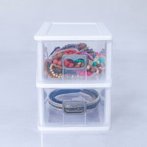 Gaveteiro Plástico de Mesa com 2 Gavetas Branco