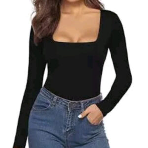 Kit 2 Body Feminino Com Decote Quadrado Manga Longa