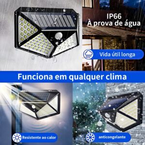 KIT2~KIT10 Luminária Solar 100 Led Com Sensor Para Jardim Externa Prova D’água Luz Led Solar Lâmpada