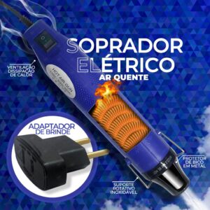 Soprador De Ar Quente Elétrico Portátil 300w para Velas e Artesanato + Adaptador Tomada