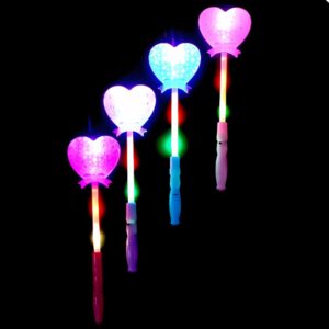 Kit Varinha de Led Coração Estrela Bastão de Led Luz Neon Coloridas Varinha Plástico Pisca Festas