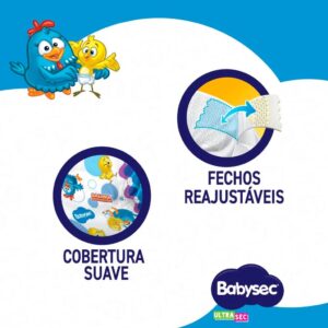 Kit 2ptes Fralda Babysec Galinha Pintadinha Ultrasec Hiper G 60un cada