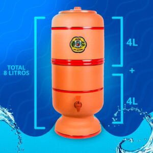 Filtro de Barro 8 litros (4 Litros Parte Superior) + (4 Litros Parte Inferior) C/ Boia, Torneira e Vela Tripla ação