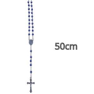 2 Terço Colar Nossa Senhora Aparecida Com Crucifixo 50cm Azul + Rosa