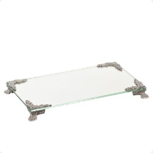 BANDEJA BANHEIRO LAVABO PRATA ESPELHADA SUPER LUXO COM PÉ