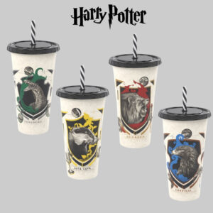 COPO HARRY POTTER COM TAMPA E CANUDO 700 ML PLASÚTIL