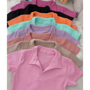 Blusa Polo Baby Look Modinha Tendência Blogueira