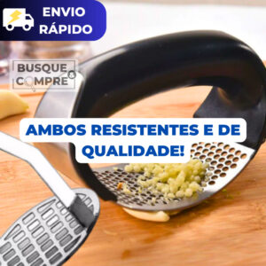 Kit Amassador de Batata com Amassador de Alho Manual Triturador Macetador Legumes Amassar Ralador