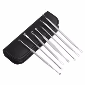 Kit 7 Curetas Remove Cravos Espinhas Aço Inoxidável Com Estojo
