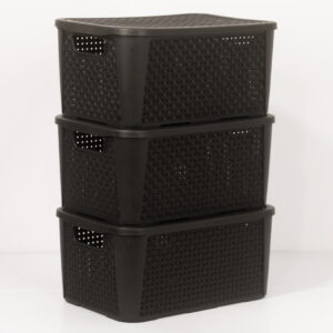 Caixa Organizadora 8 Litros Com Tampa Multiuso Organizador Modelo Rattan Arqplast/Plasnew