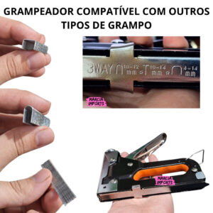 Grampeador Tapeceiro + Grampo 10mm acompanha 1000 ou 4000 grampos Tapeceiro Compatível 10mm até 14mm